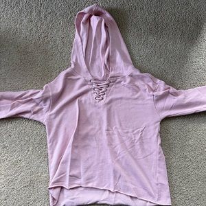 Pretty pink girls hoodie. Light weight. From Justice. Size 14/16.